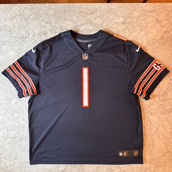 Nike Justin Fields Chicago Bears Home Game Jersey Men's Size 3X Medium Navy Blue - Picture 10 of 16